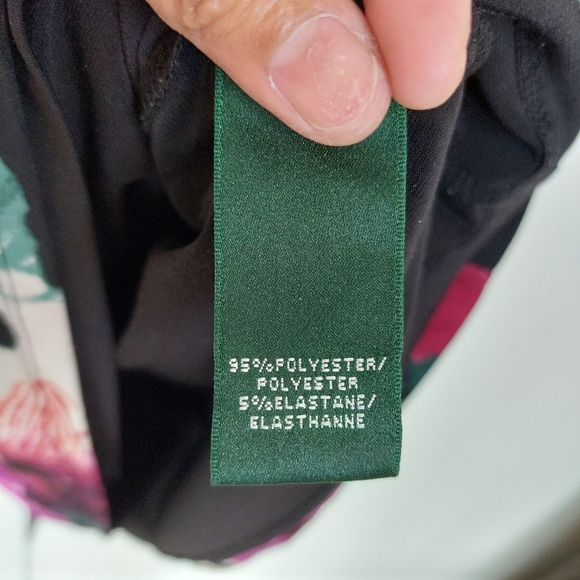 Lauren Ralph Lauren Floral Drape Neck Fitted Jersey Dress Size 8 Petite - Picture 5 of 11